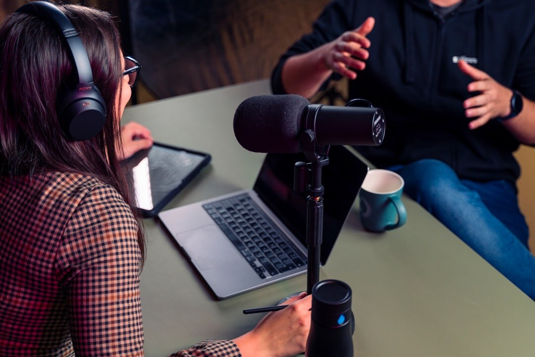 person editing podcast audio