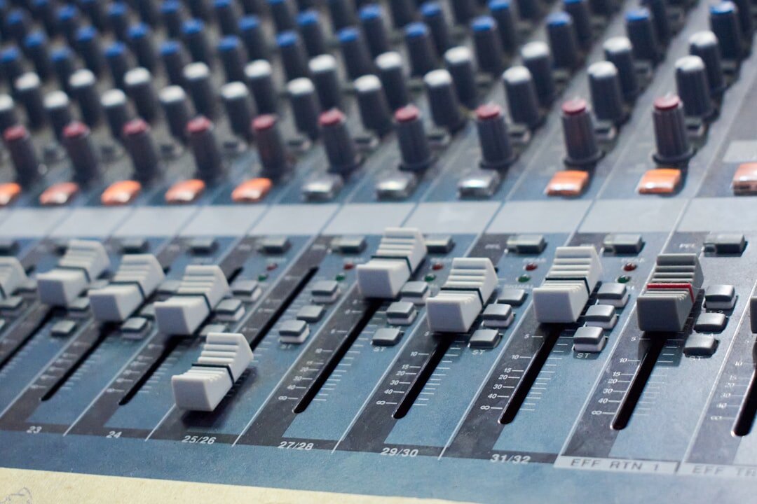 audio mixing console close up