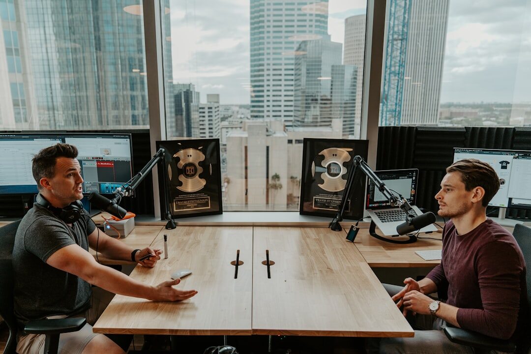 group of podcasters discussing